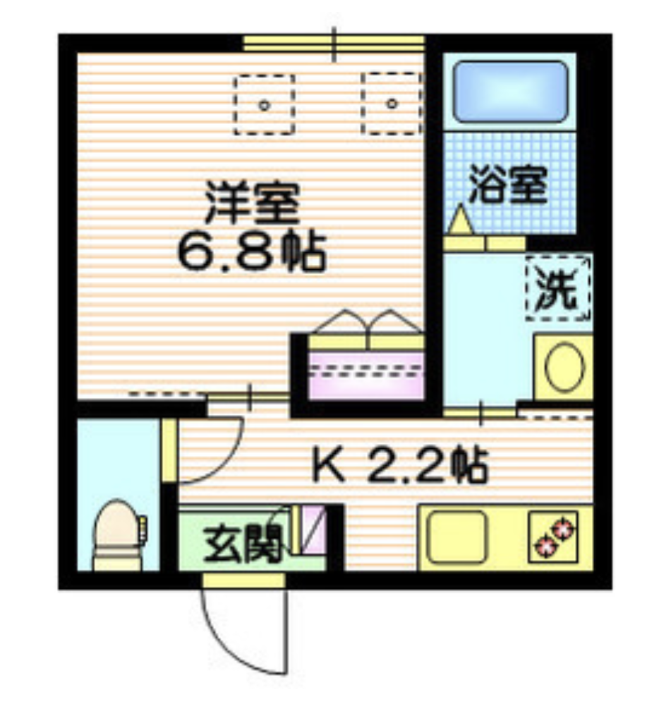 ウィステリア 101号室の1K間取り